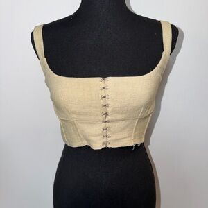 NWT TG Botanical Beige Hook-and-Eye Cropped Tank